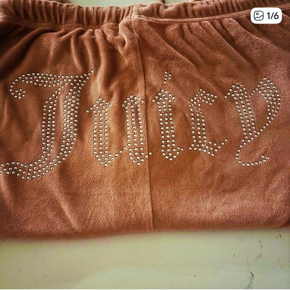 Juicy Couture Velour Track Pants Bling Rhinestone Juicy Logo Y2K OG Glam LARGE